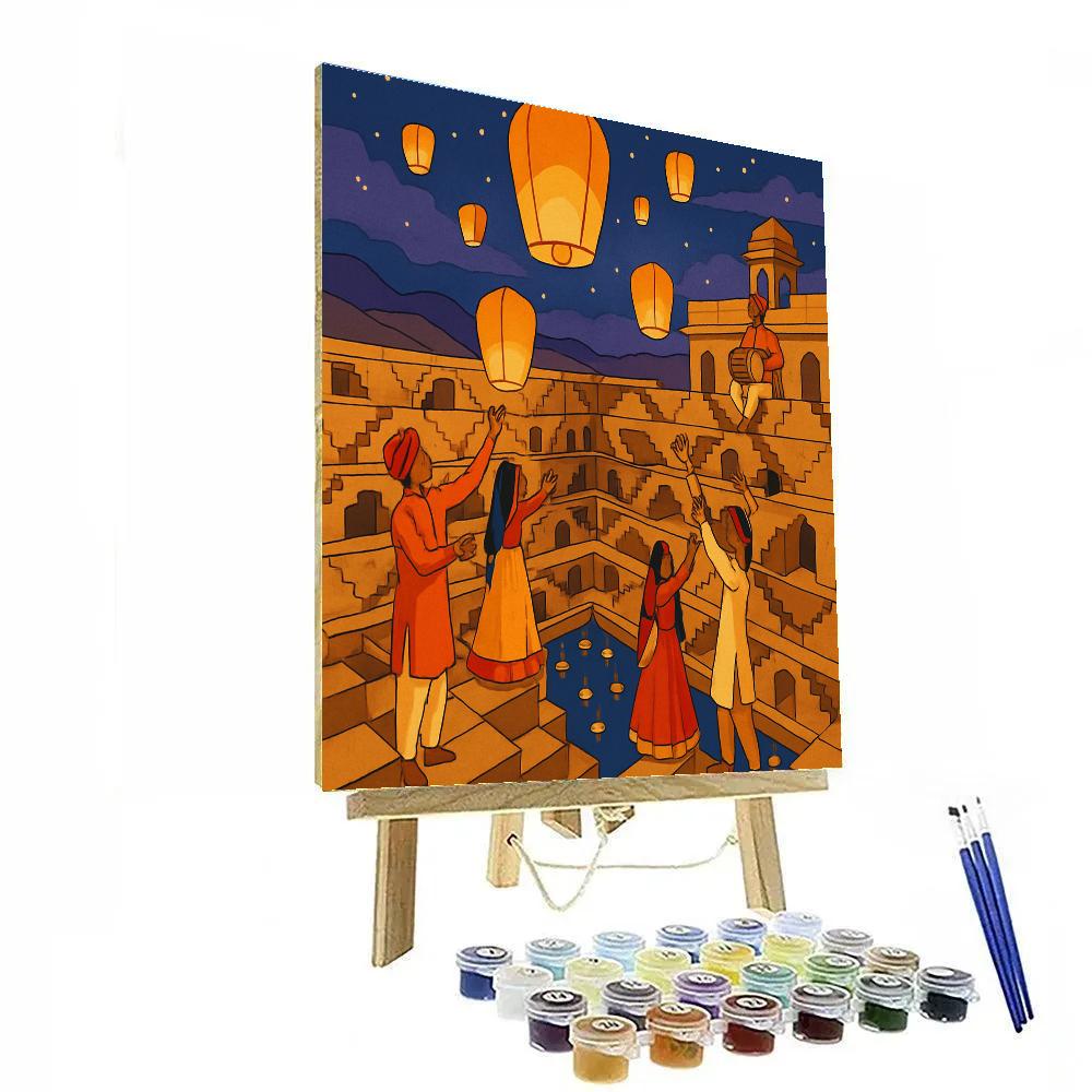 Stepwell Lantern Festival In India Painting by numbers kit