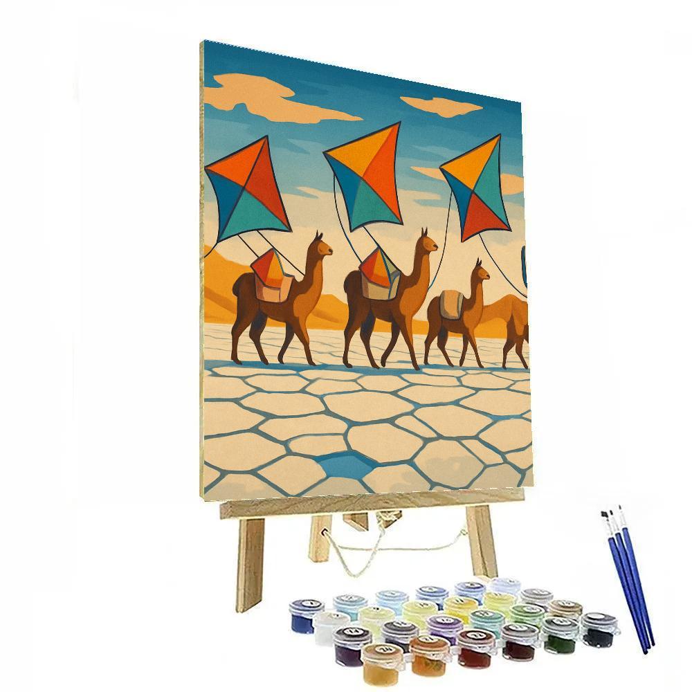 Desert Salt Flats Kite Caravan Painting by numbers kit