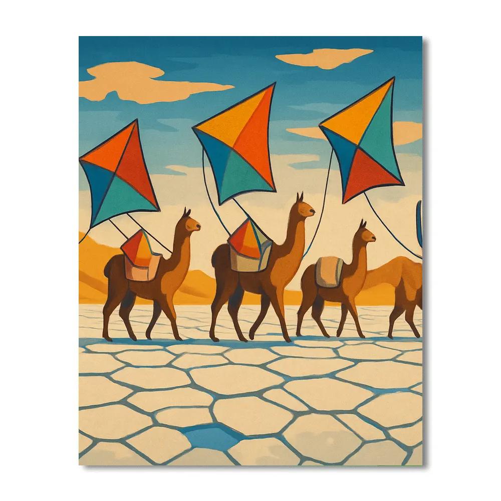 Desert Salt Flats Kite Caravan Painting by numbers kit