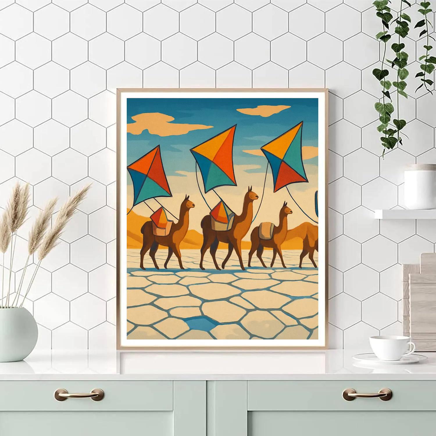 Desert Salt Flats Kite Caravan Painting by numbers kit