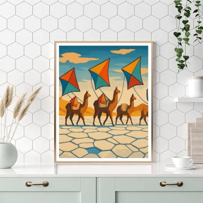 Desert Salt Flats Kite Caravan Painting by numbers kit