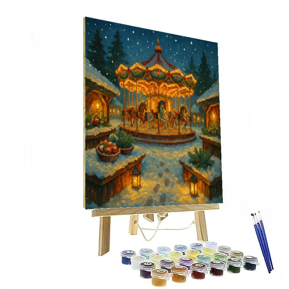 Holiday Market Carousel In Snowy Starlight DIY paint by numbers