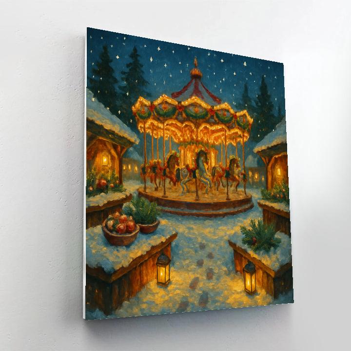 Holiday Market Carousel In Snowy Starlight DIY paint by numbers