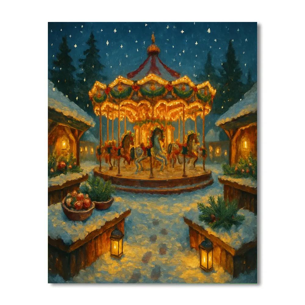 Holiday Market Carousel In Snowy Starlight DIY paint by numbers