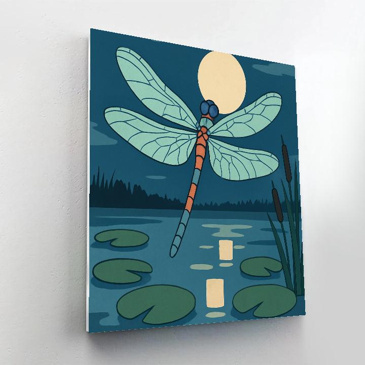 Lantern Lit Wetlands Dragonfly Painting by numbers kit
