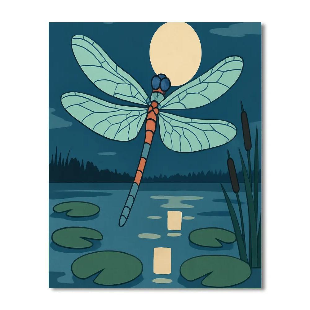 Lantern Lit Wetlands Dragonfly Painting by numbers kit
