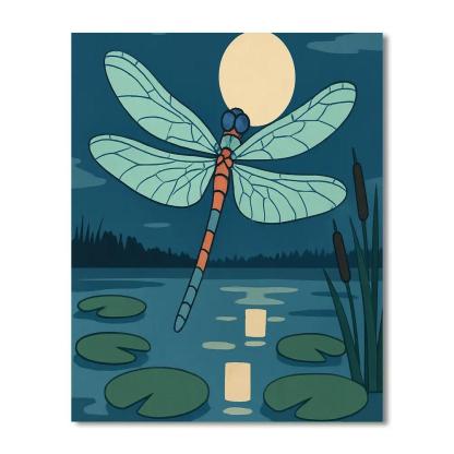 Lantern Lit Wetlands Dragonfly Painting by numbers kit