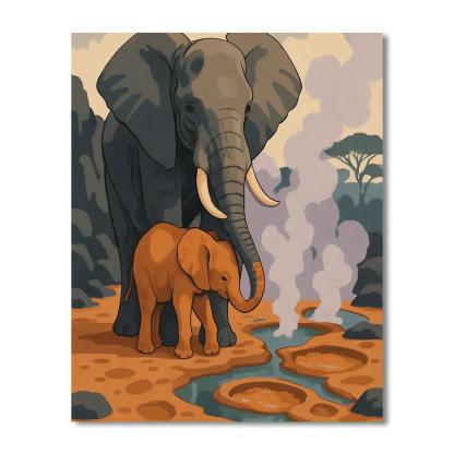 Geothermal Claylick Elephant Ritual DIY paint by numbers