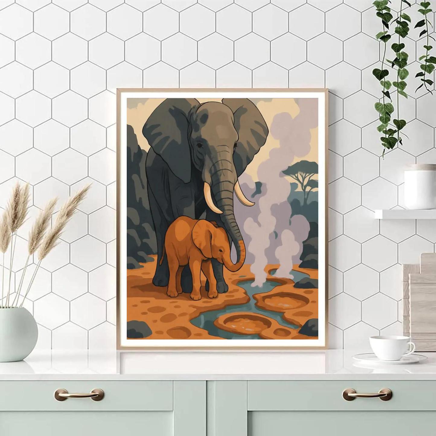 Geothermal Claylick Elephant Ritual DIY paint by numbers