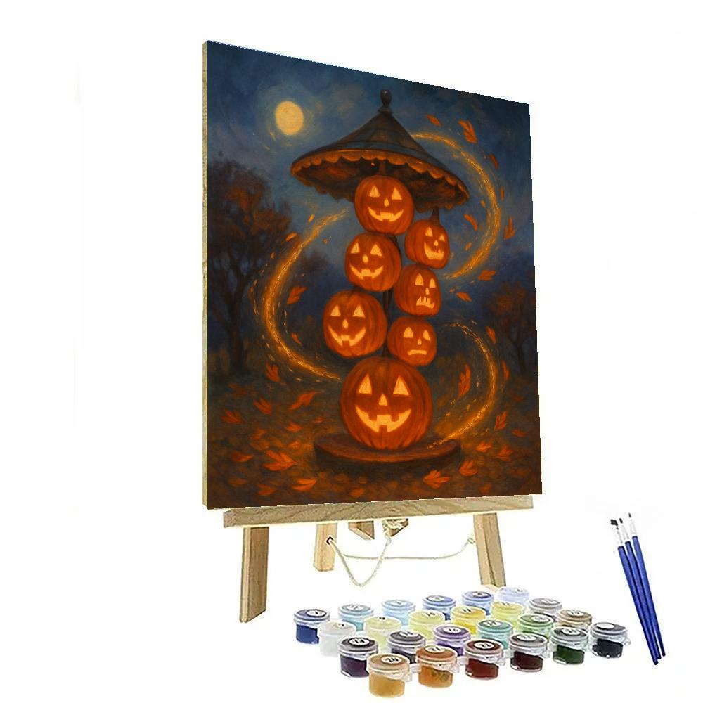Jack O Lantern Carousel Of Golden Sparks Painting by numbers kit