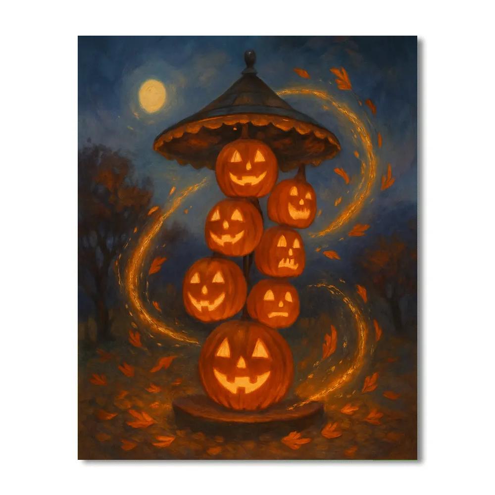 Jack O Lantern Carousel Of Golden Sparks Painting by numbers kit