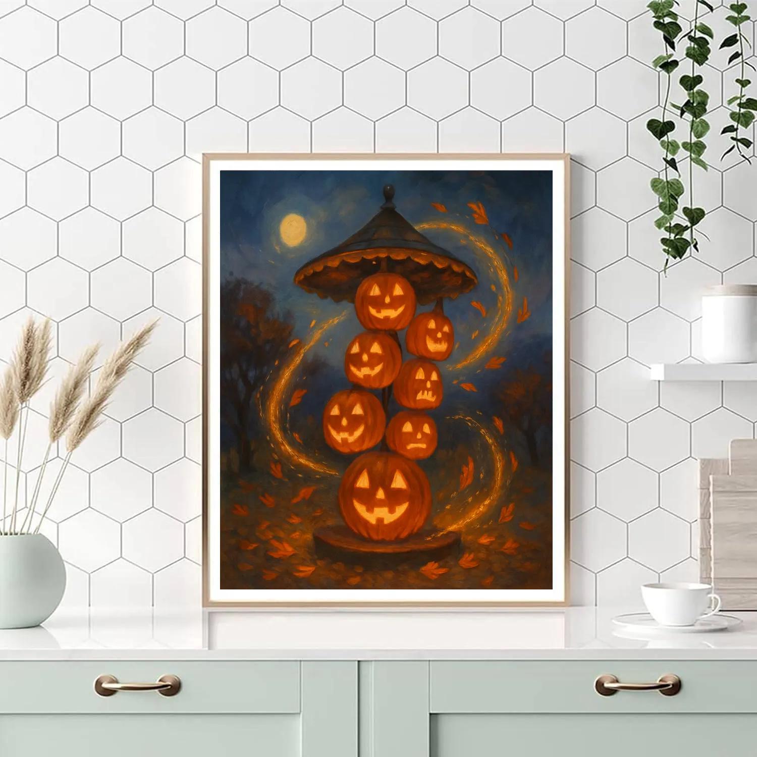 Jack O Lantern Carousel Of Golden Sparks Painting by numbers kit