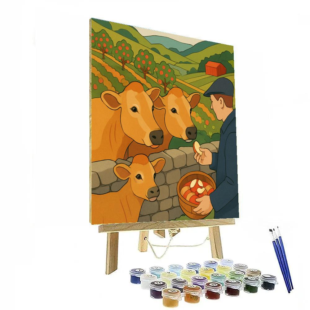 Terraced Orchard With Cow Guardians painting number kit