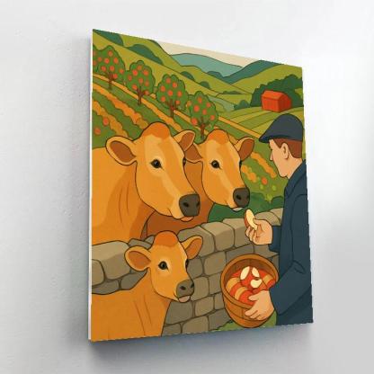 Terraced Orchard With Cow Guardians painting number kit