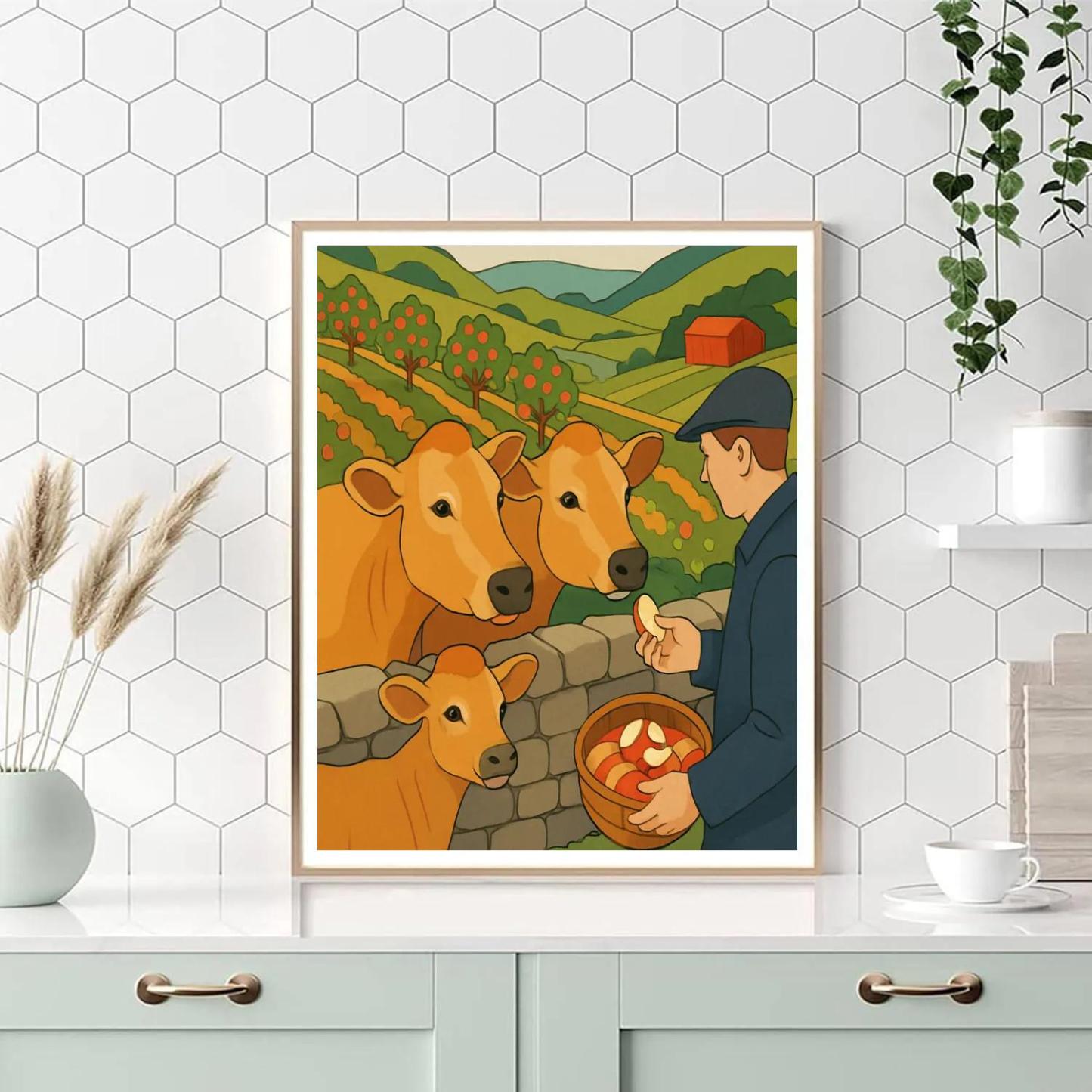 Terraced Orchard With Cow Guardians painting number kit