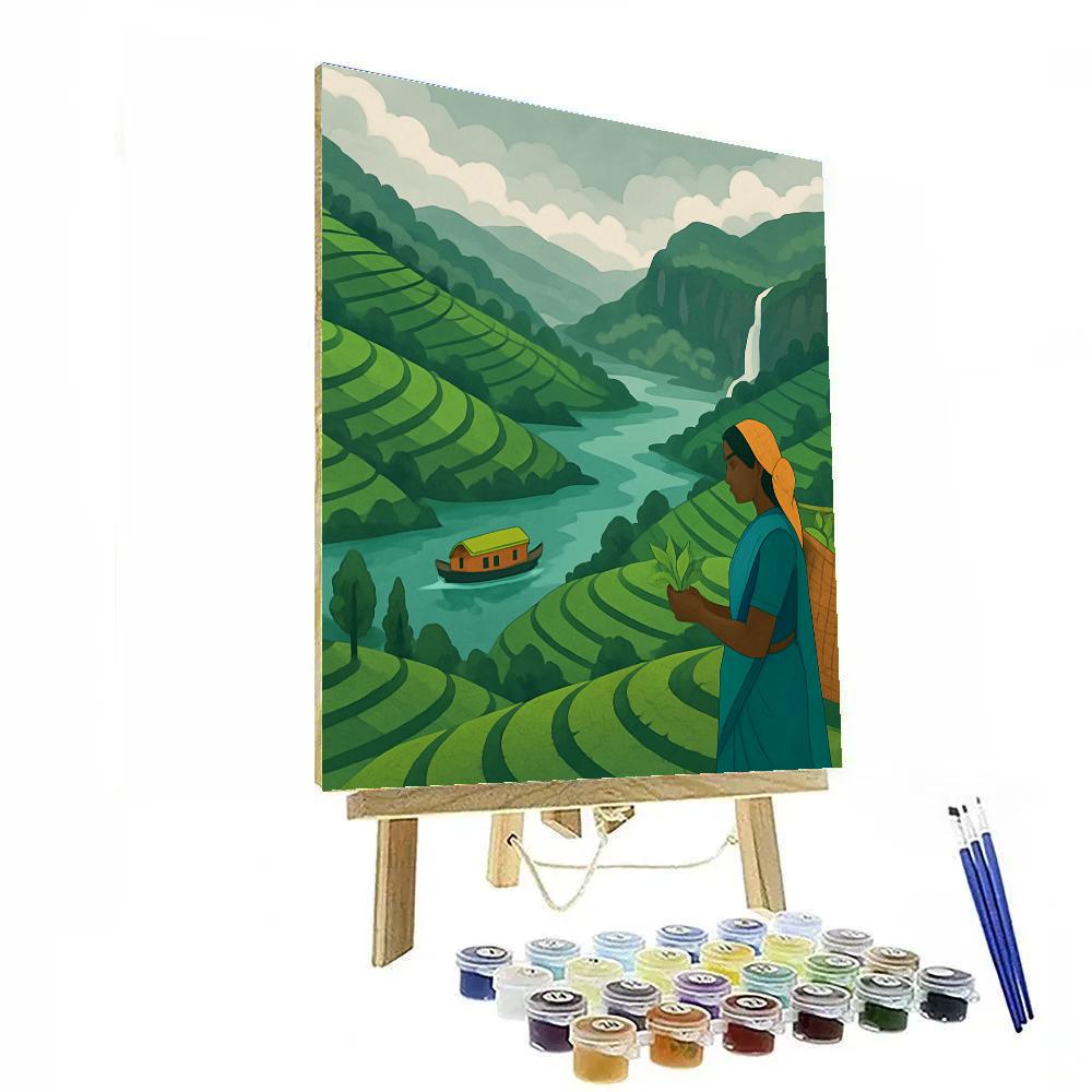 Monsoon Tea Terraces India Crafted paint by color