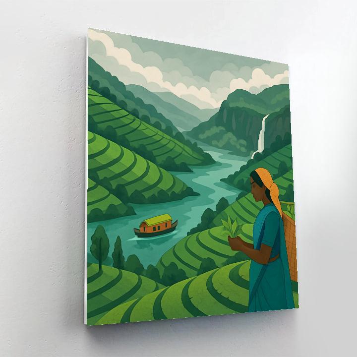 Monsoon Tea Terraces India Crafted paint by color