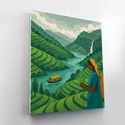 Monsoon Tea Terraces India Crafted paint by color