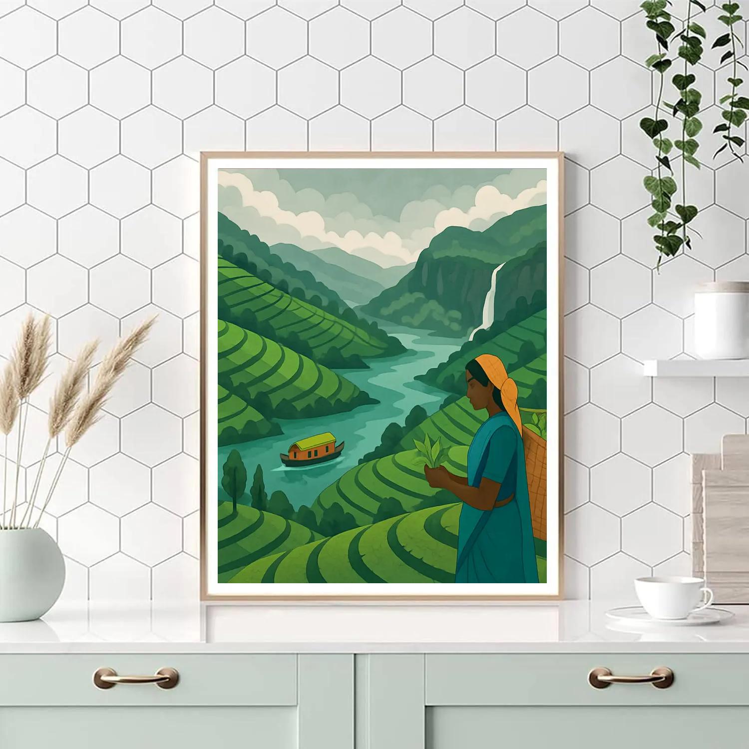 Monsoon Tea Terraces India Crafted paint by color