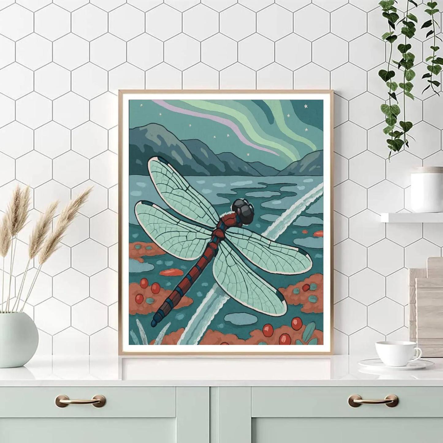 Highland Bog With Dragonfly Gleam Painting by numbers kit