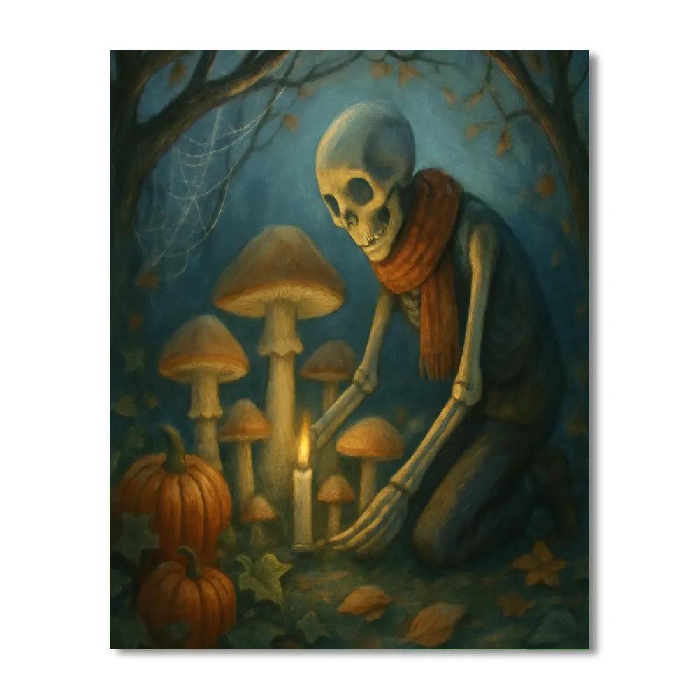Moonlit Garden Of Whispering Mushrooms paint by number
