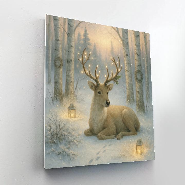 Reindeer Resting In A Silver Birch Grove paint by color