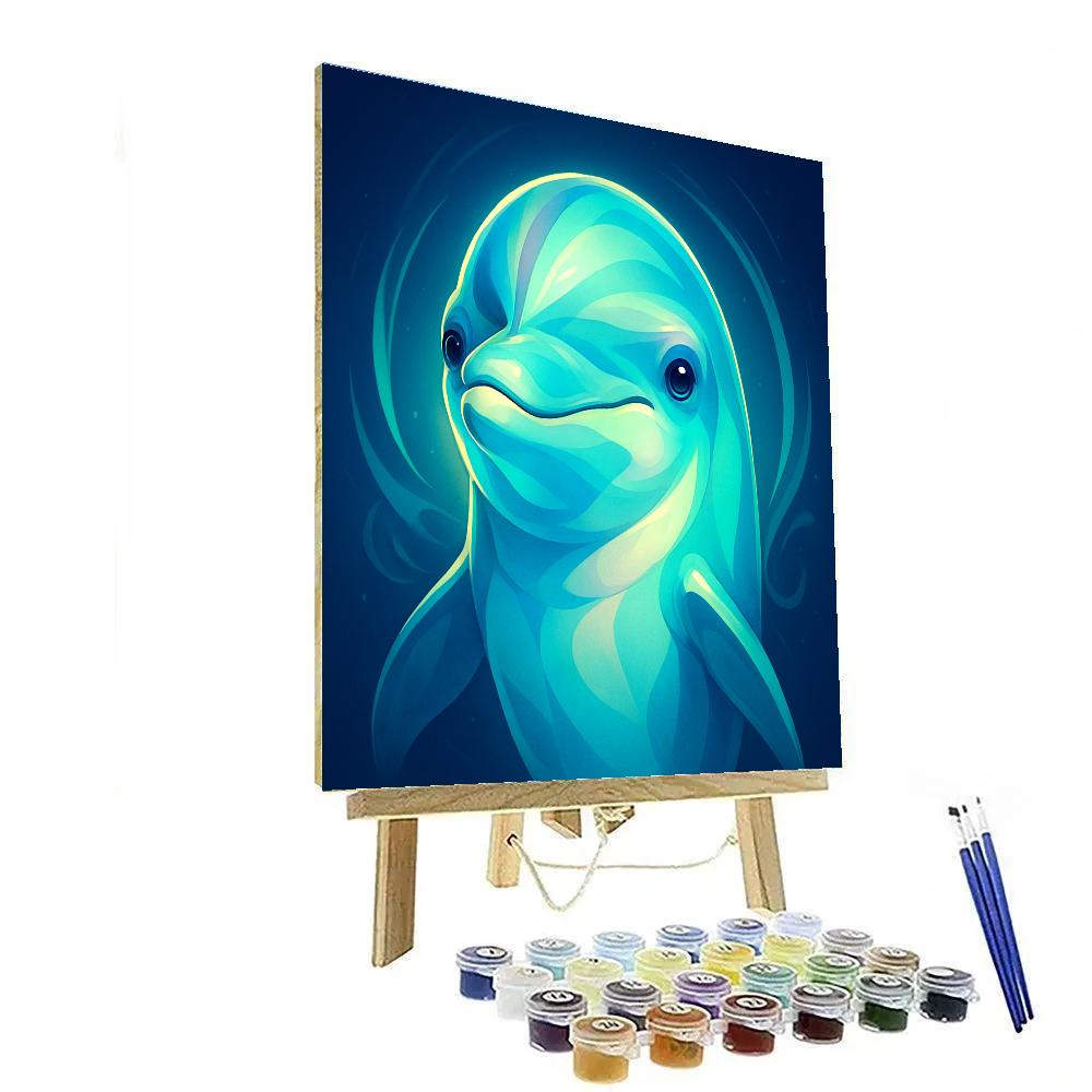 Celestial Tide Dolphin Number painting