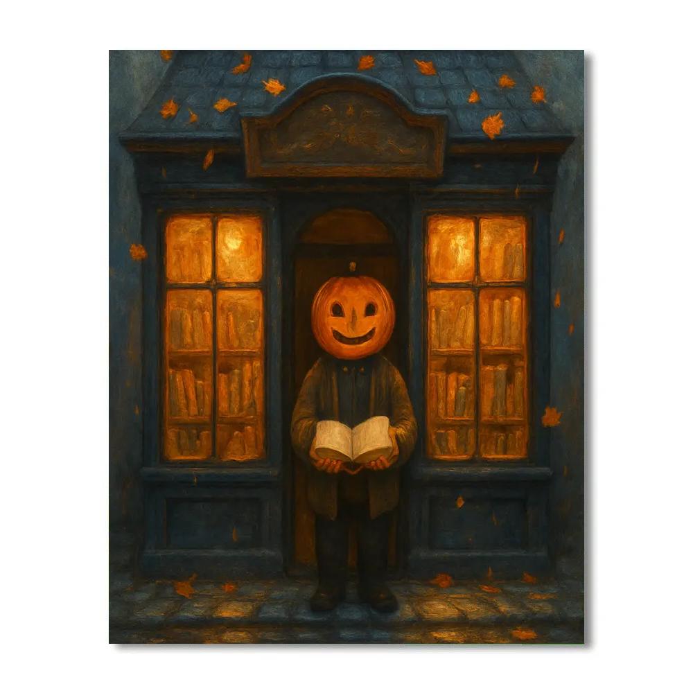 Haunted Bookshop Under A Rain Of Leaves paint by number
