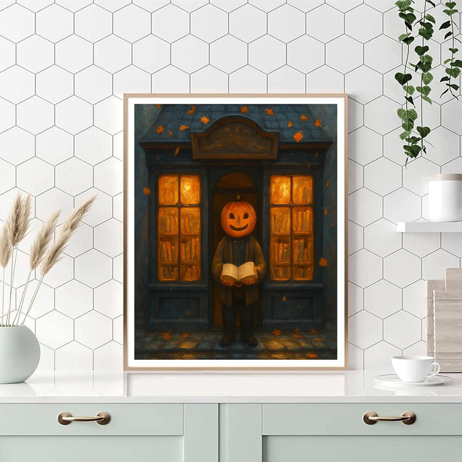 Haunted Bookshop Under A Rain Of Leaves paint by number