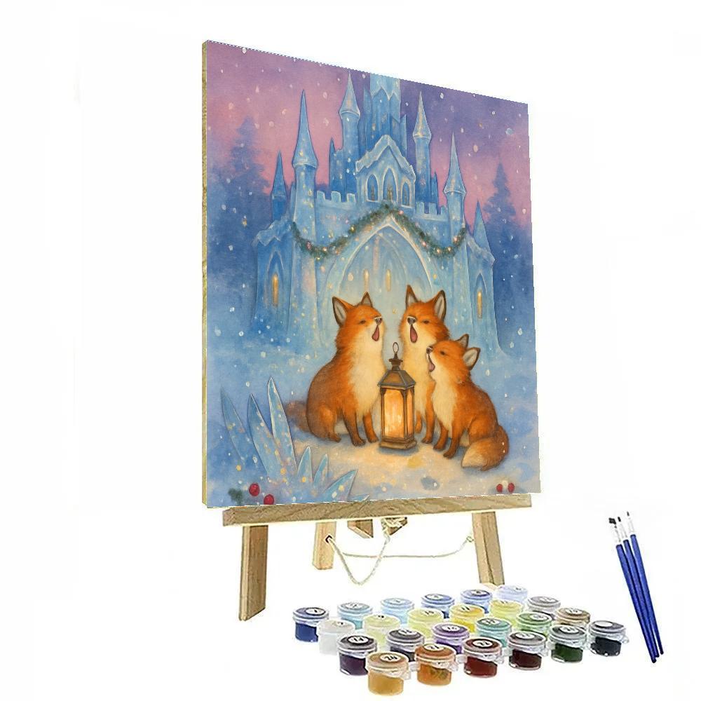 Ice Crystal Castle With Caroling Foxes DIY paint by numbers