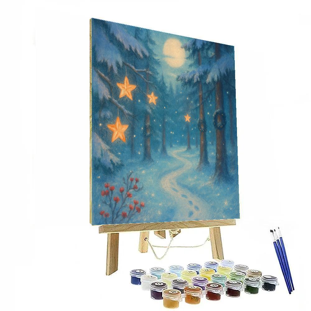 Forest Path Of Hanging Star Lanterns Paint by numbers kits