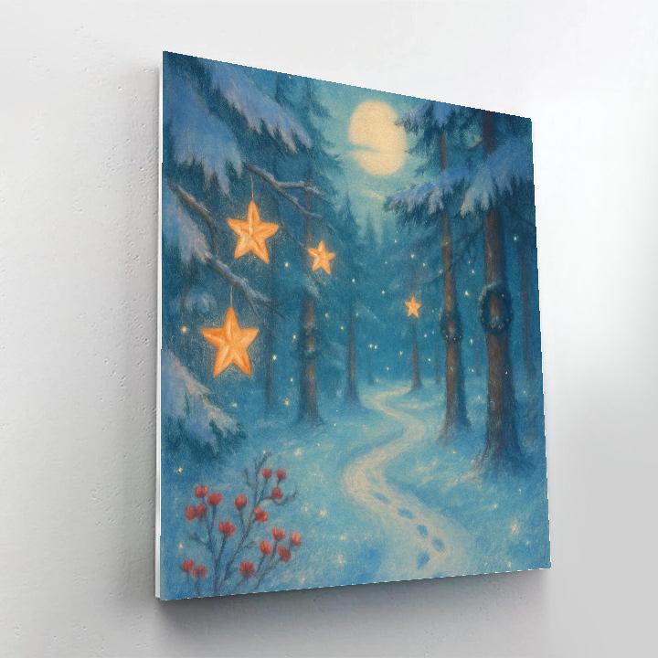Forest Path Of Hanging Star Lanterns Paint by numbers kits
