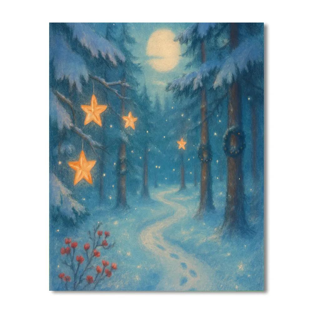 Forest Path Of Hanging Star Lanterns Paint by numbers kits