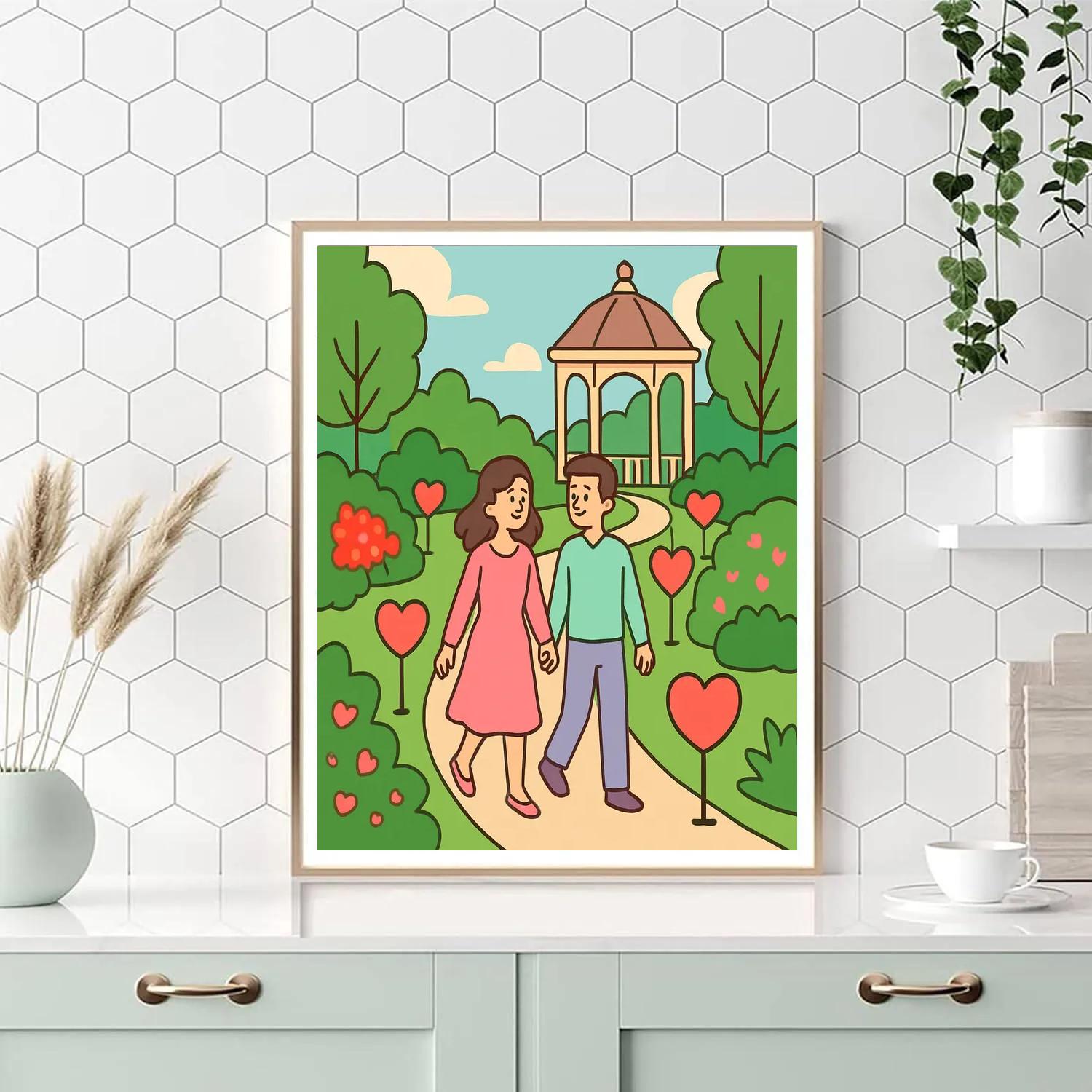 Garden Lantern Path For Valentines Day Painting by numbers kit