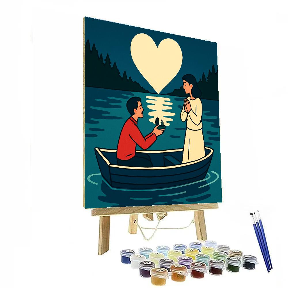 Moonlit Lake Proposal Valentines Day Painting by numbers kit