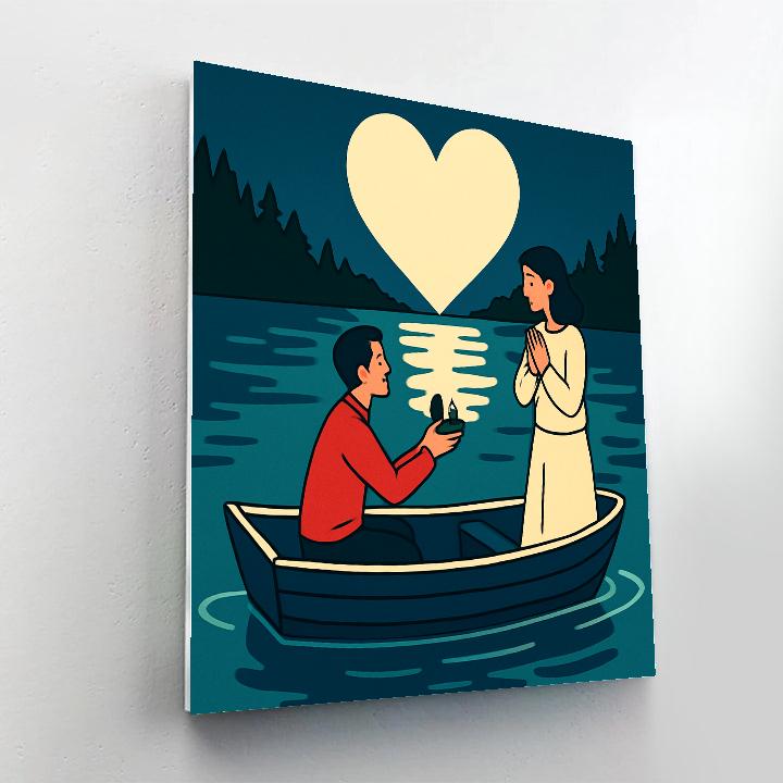 Moonlit Lake Proposal Valentines Day Painting by numbers kit