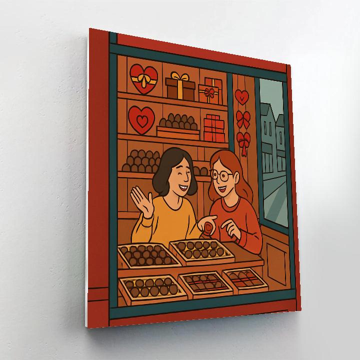 Chocolate Shop Window On Valentines Day Evening Painting by numbers kit