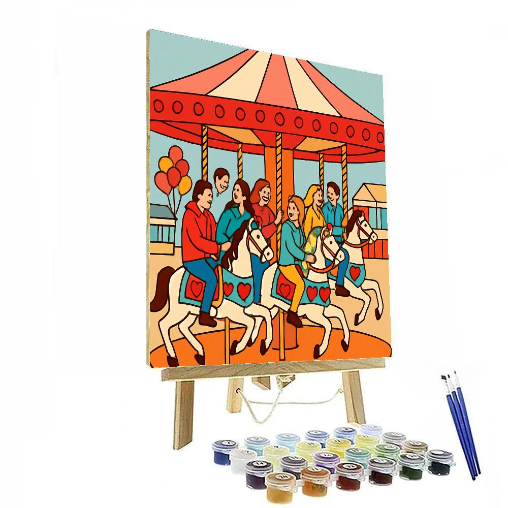 Valentines Day Carousel Of Hearts painting number kit