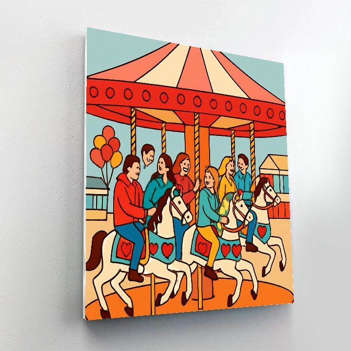 Valentines Day Carousel Of Hearts painting number kit