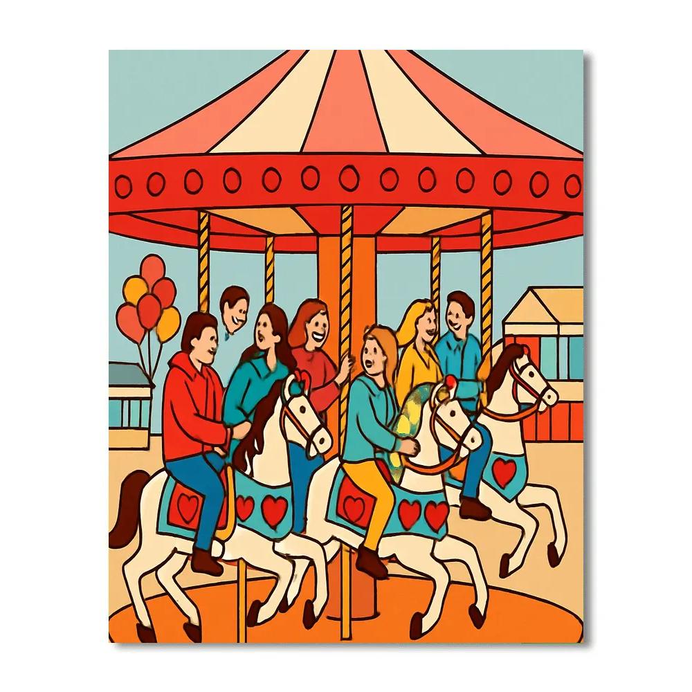 Valentines Day Carousel Of Hearts painting number kit