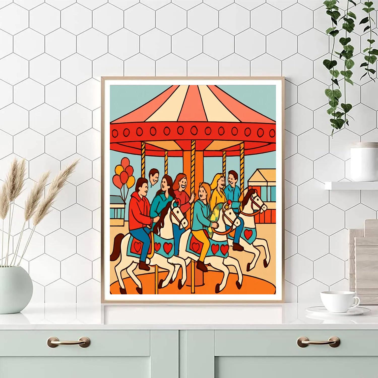 Valentines Day Carousel Of Hearts painting number kit