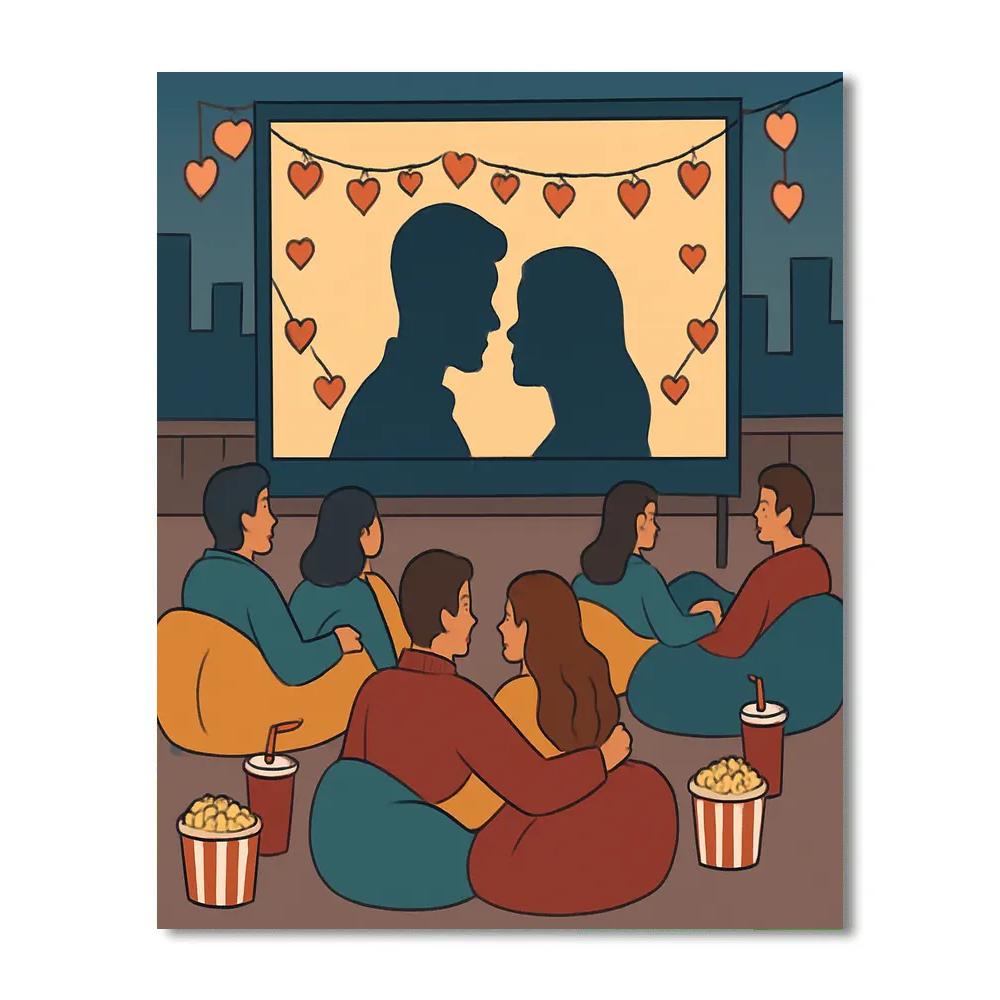Rooftop Cinema Night Valentines Day Edition Painting by numbers kit