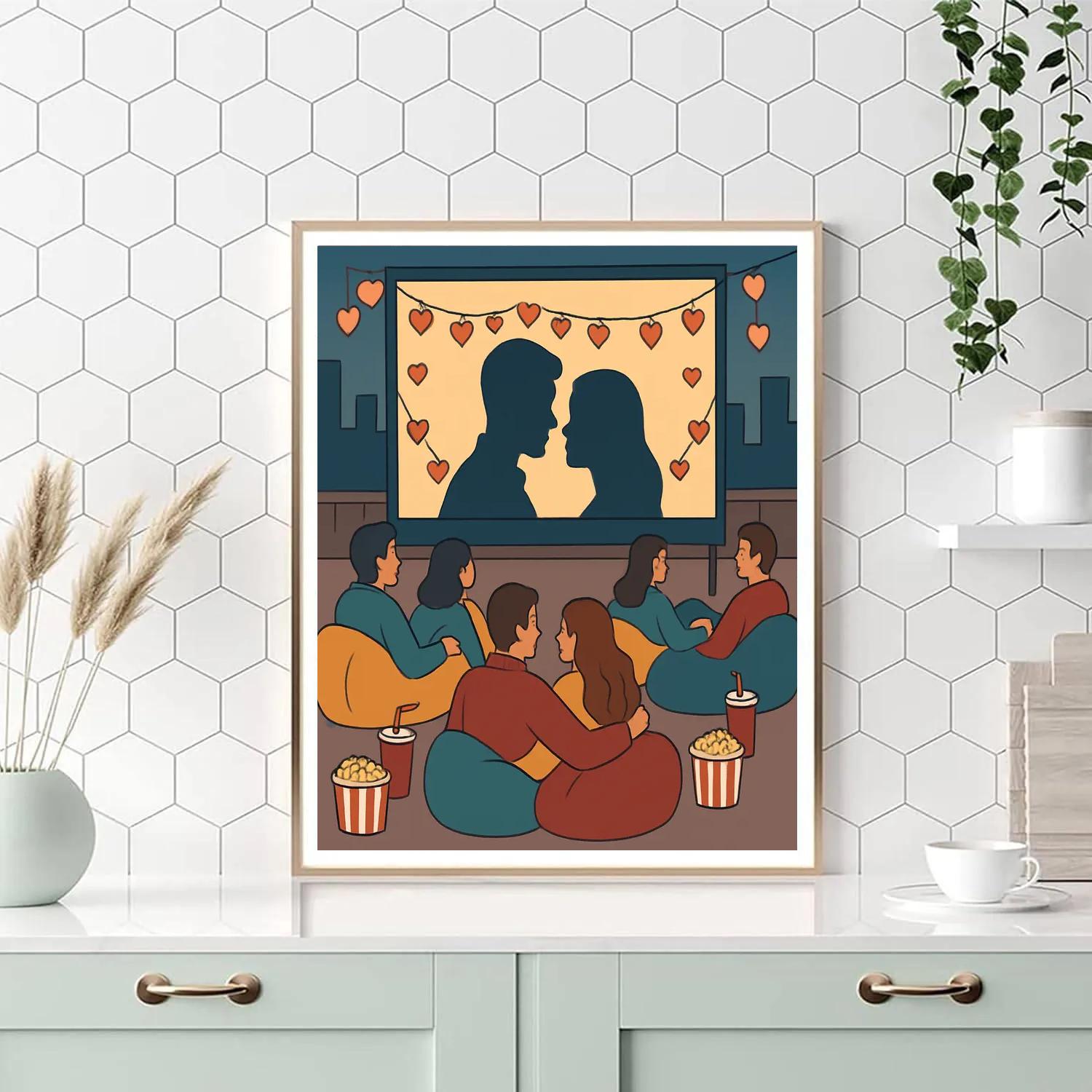 Rooftop Cinema Night Valentines Day Edition Painting by numbers kit