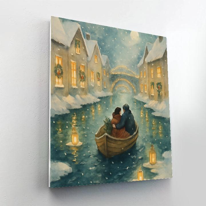 Festive Boat Ride Through An Icy Canal DIY paint by numbers