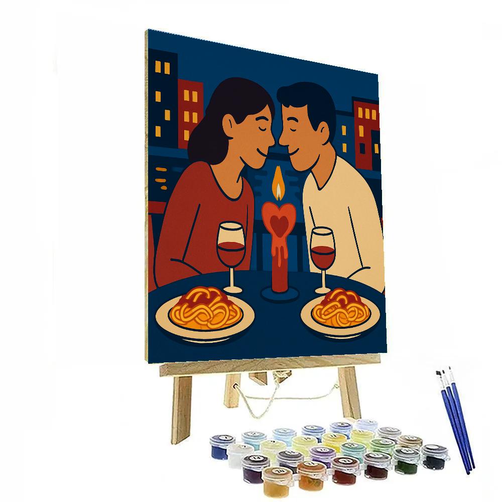 Candlelit Balcony Dinner Valentines Day DIY paint by numbers