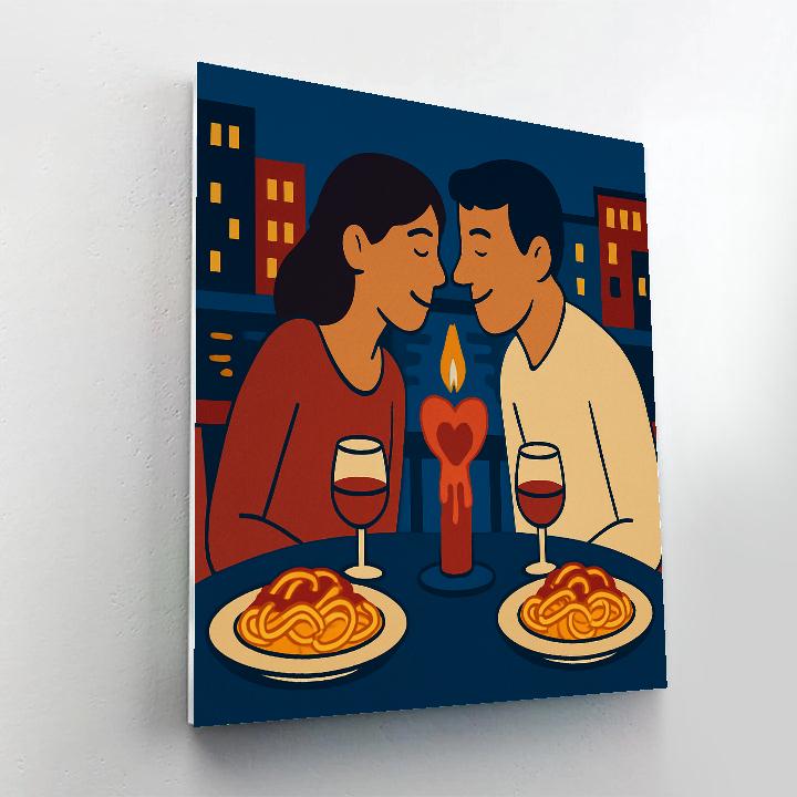 Candlelit Balcony Dinner Valentines Day DIY paint by numbers