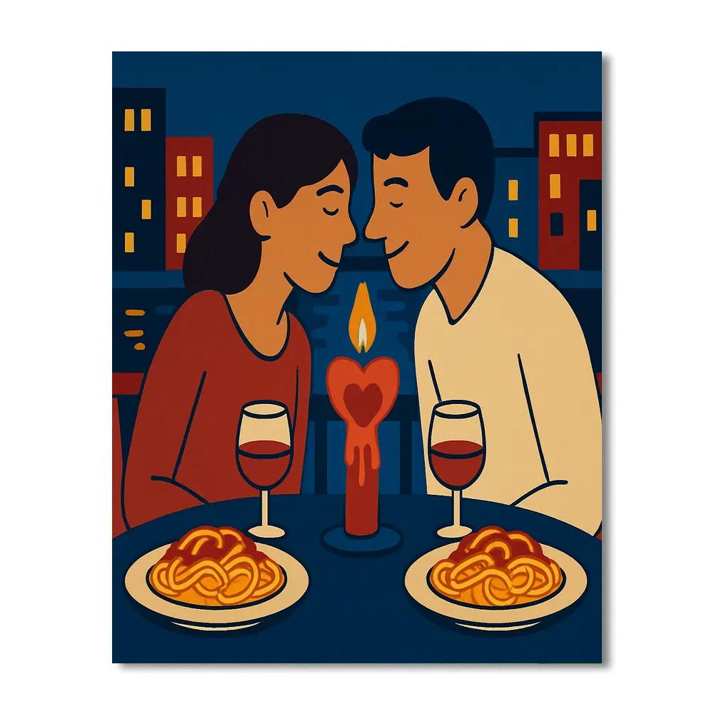 Candlelit Balcony Dinner Valentines Day DIY paint by numbers