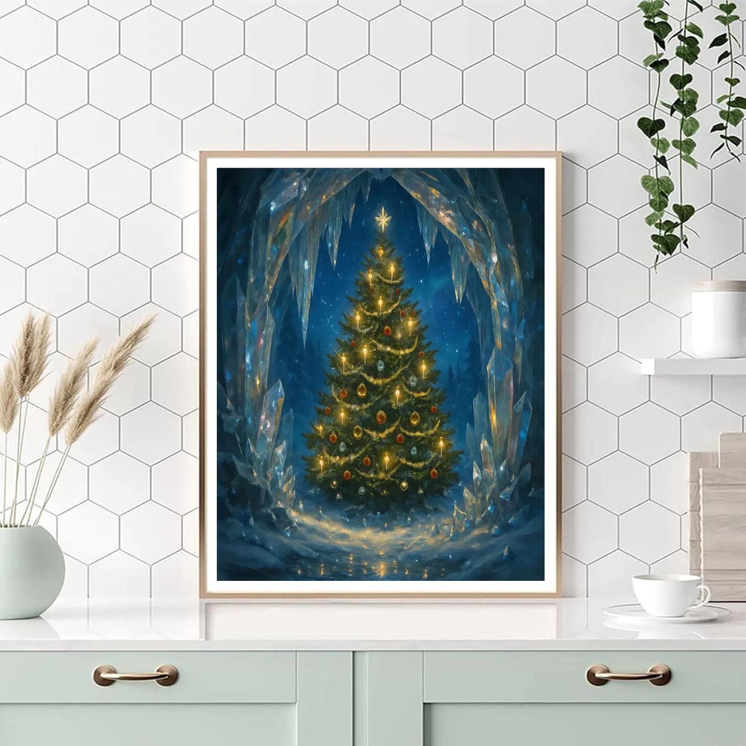 Christmas Tree In A Crystal Cave Paint by numbers art