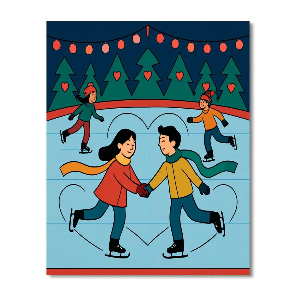 Valentines Day Skating Rink Glow DIY paint by numbers