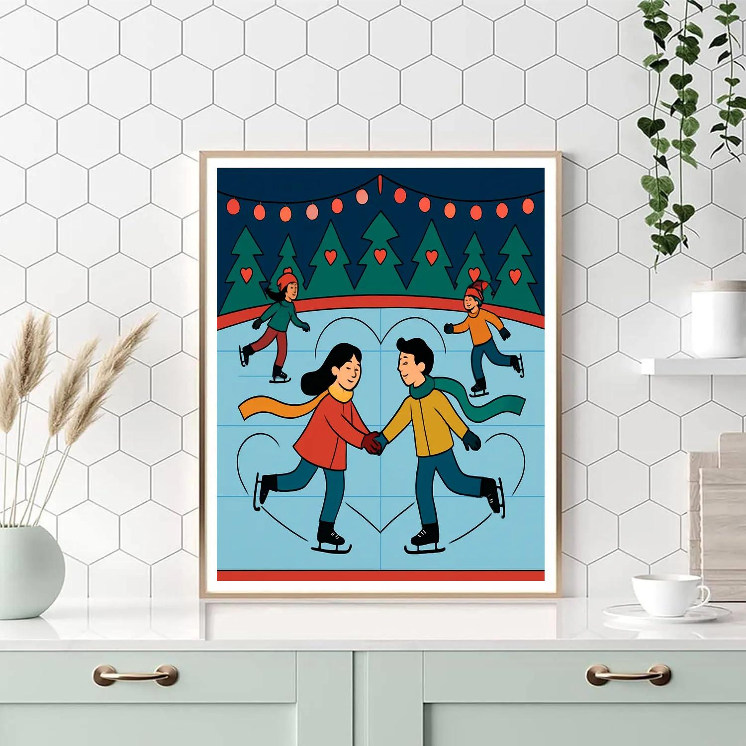 Valentines Day Skating Rink Glow DIY paint by numbers